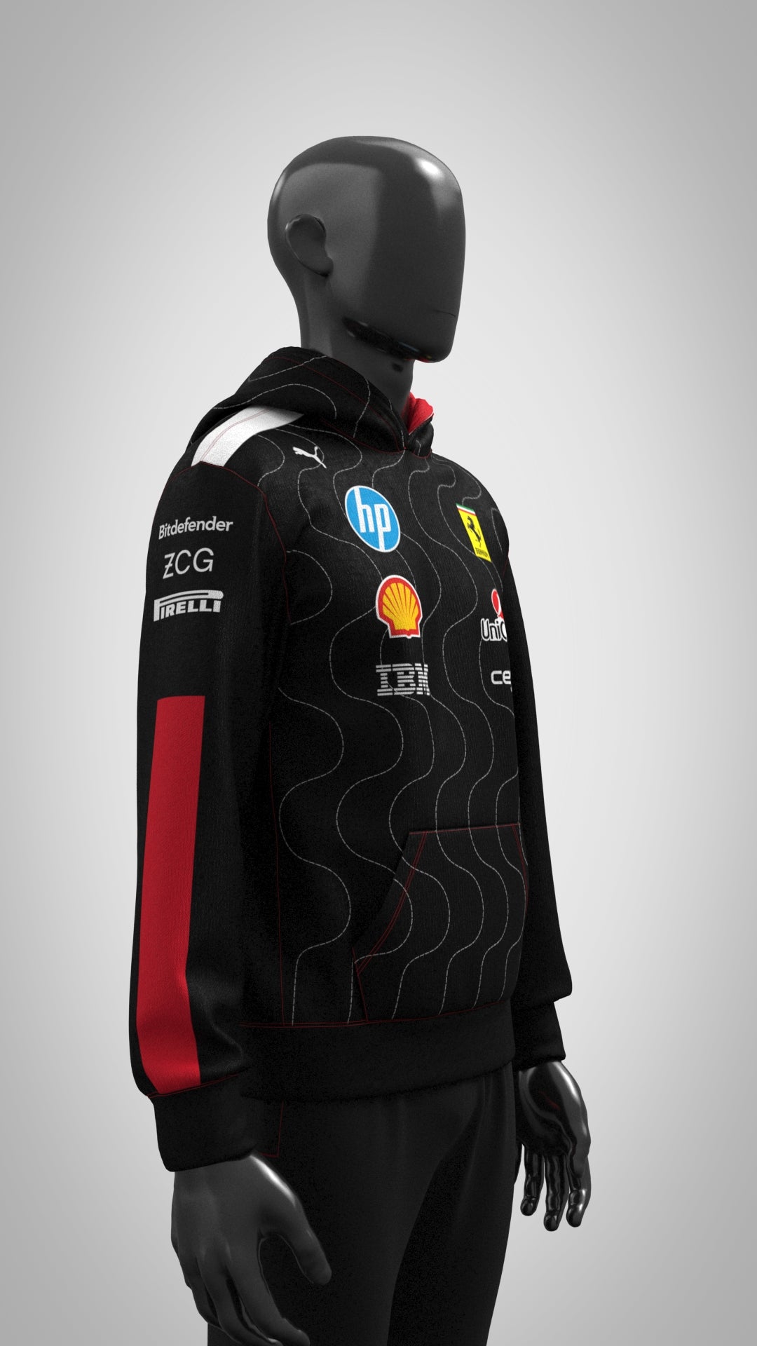 Scuderia Ferrari F1 PUMA 2025 Team Hoodie Rosso - Black