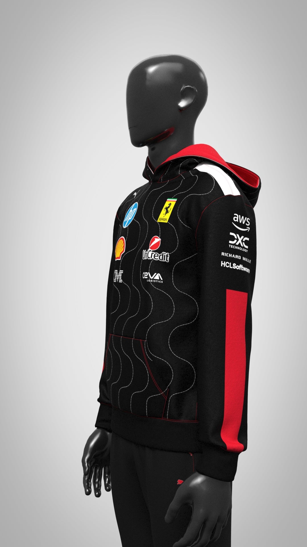 Scuderia Ferrari F1 PUMA 2025 Team Hoodie Rosso - Black