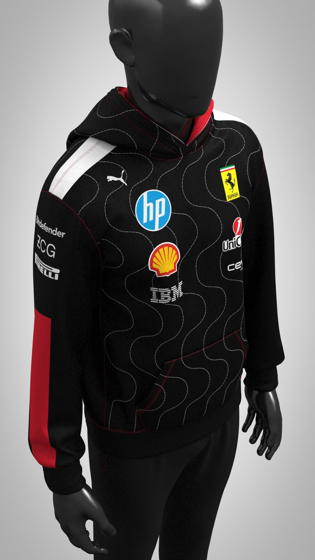 Scuderia Ferrari F1 PUMA 2025 Team Hoodie Rosso - Black