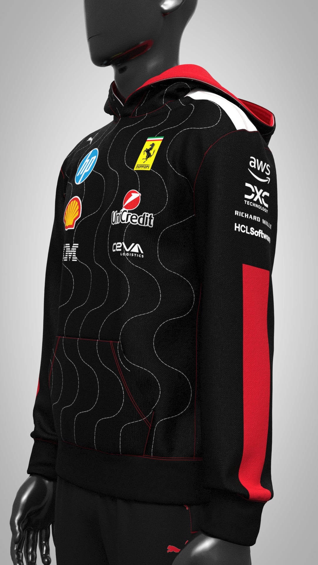 Scuderia Ferrari F1 PUMA 2025 Team Hoodie Rosso - Black