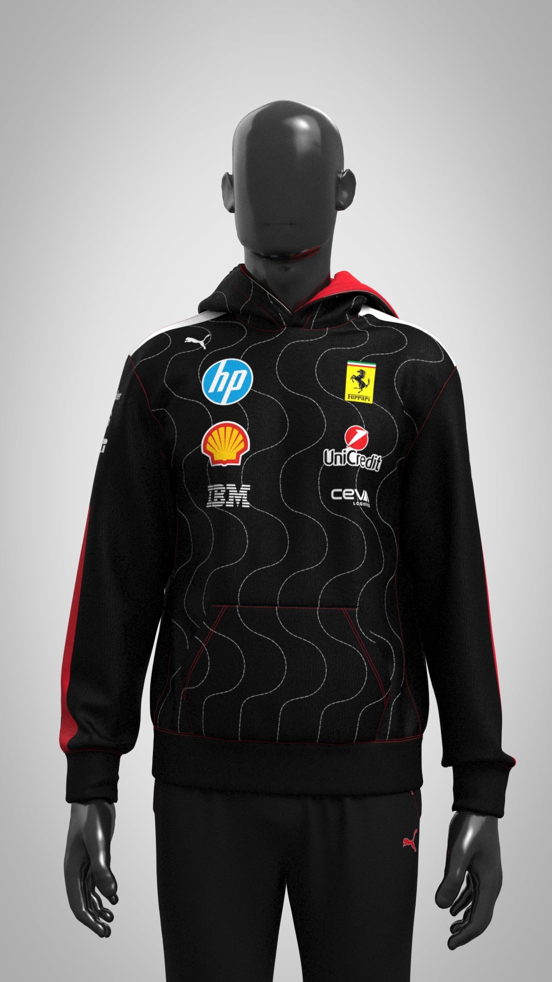 Scuderia Ferrari F1 PUMA 2025 Team Hoodie Rosso - Black