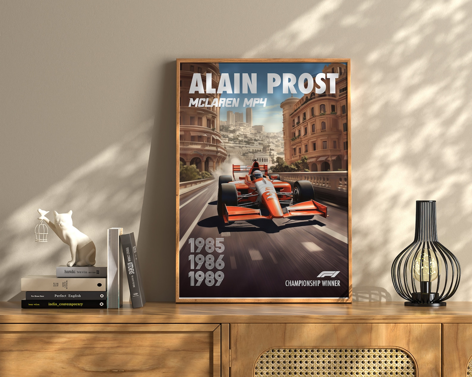 Vintage Alain Prost Poster Formula1 Race Car Wall Art Mclaren Mp4 Artwork