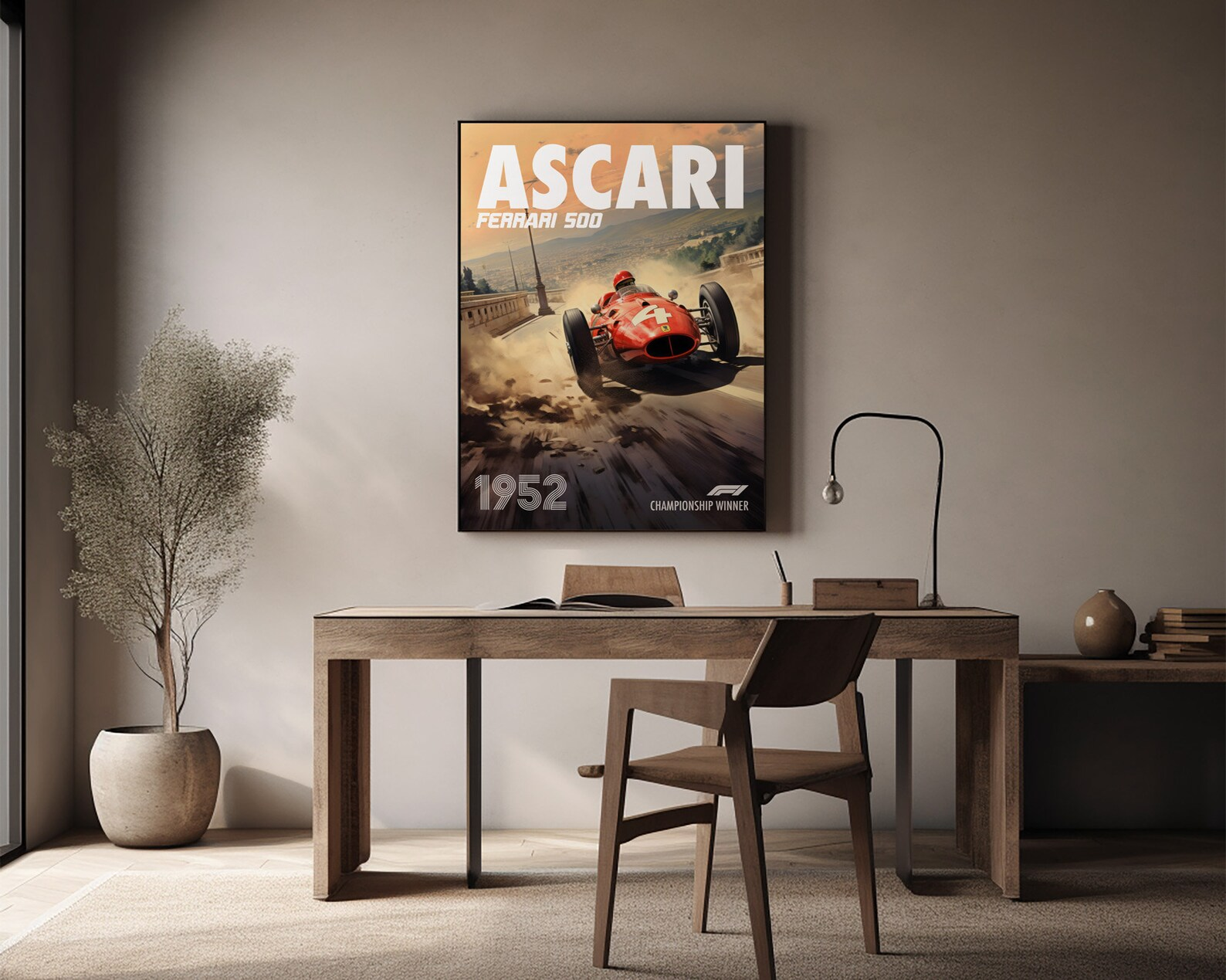 Alberto Ascari Poster Formula1 Race Car Wall Art Ferrari 500 Artwork