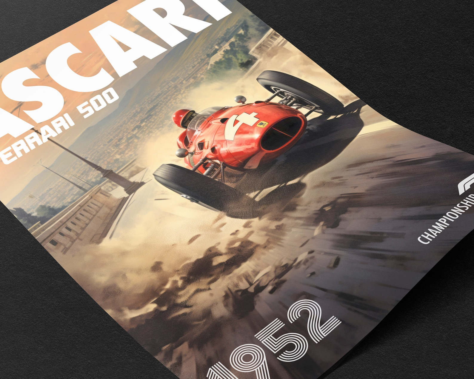 Alberto Ascari Poster Formula1 Race Car Wall Art Ferrari 500 Artwork