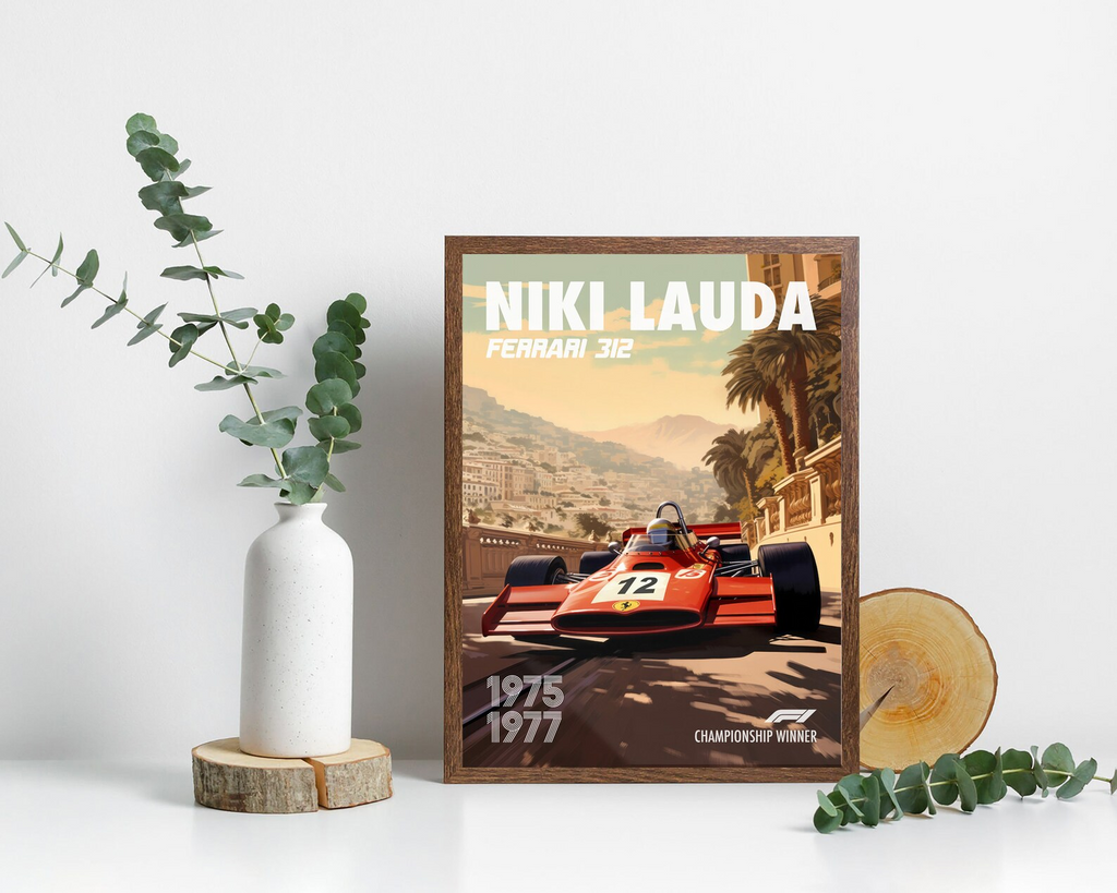 Niki Lauda Poster Formula1 Race Car Wall Art Ferrari 312 Artwork