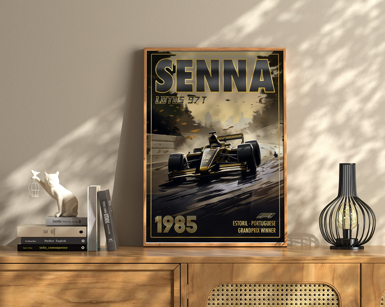 Vintage Ayrton Senna Poster Formula1 Race Car Wall Art Lotus 97T Artwork