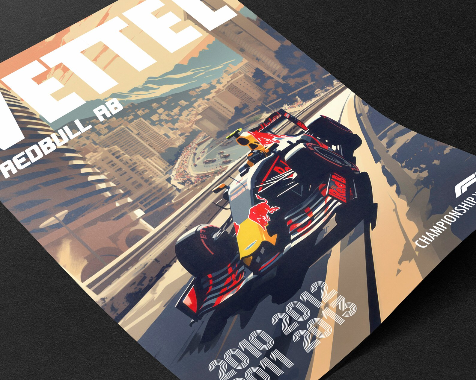 Sebastian Vettel Poster Formula1 Race Car Wall Art RedBull Racing Artwork