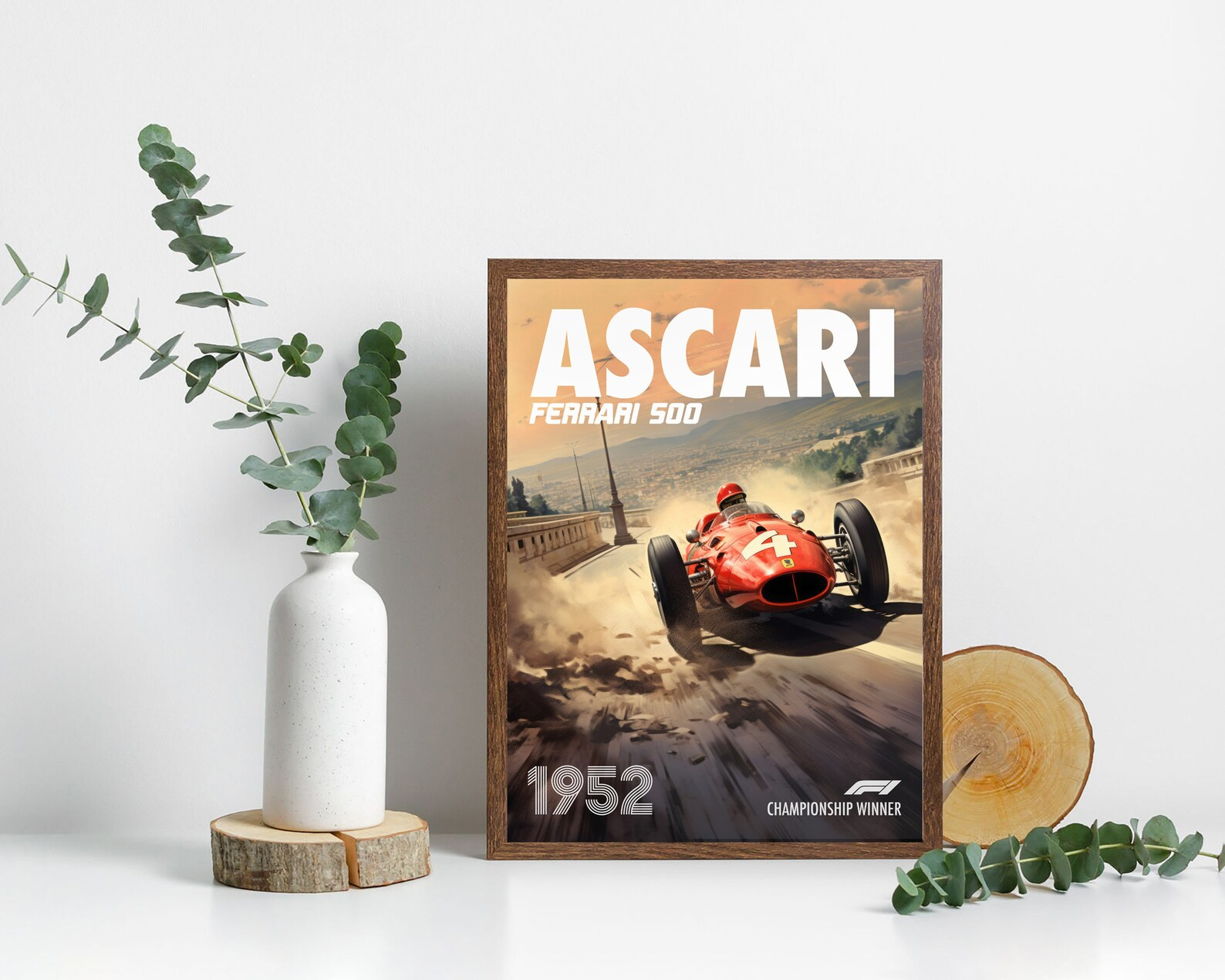 Alberto Ascari Poster Formula1 Race Car Wall Art Ferrari 500 Artwork