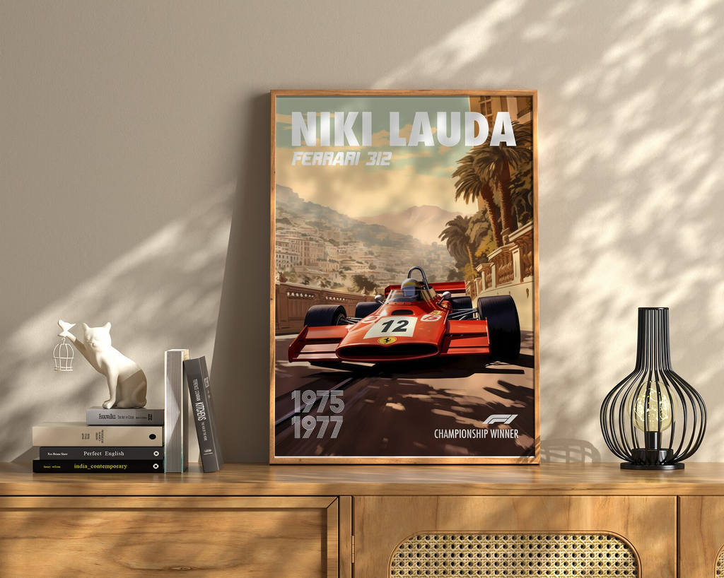 Niki Lauda Poster Formula1 Race Car Wall Art Ferrari 312 Artwork