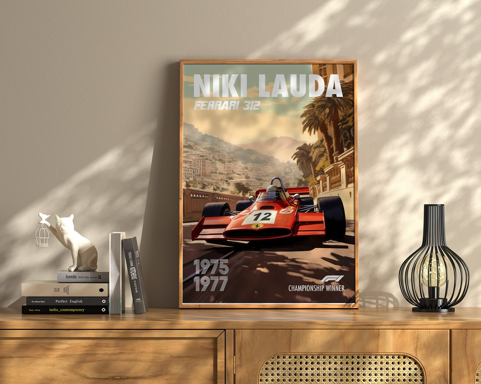 Niki Lauda Poster Formula1 Race Car Wall Art Ferrari 312 Artwork