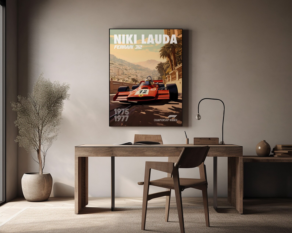 Niki Lauda Poster Formula1 Race Car Wall Art Ferrari 312 Artwork