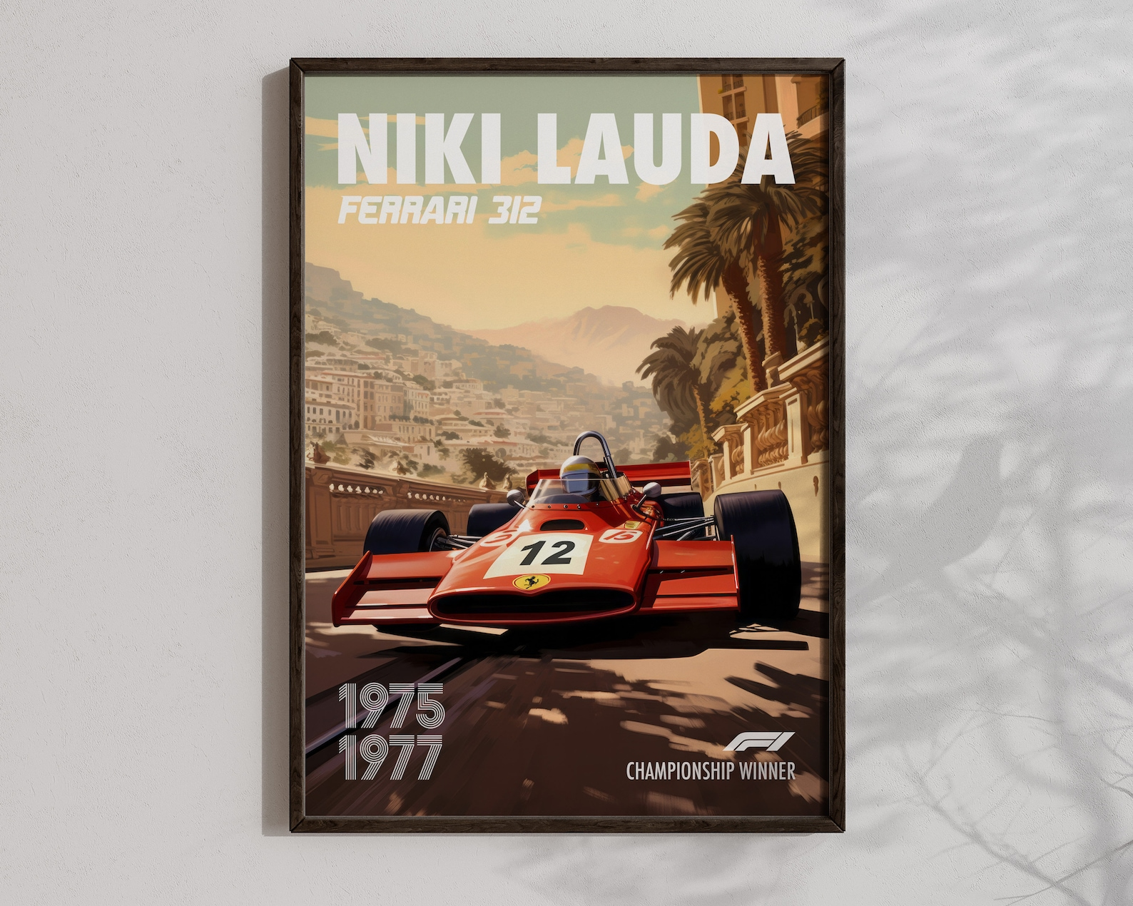 Niki Lauda Poster Formula1 Race Car Wall Art Ferrari 312 Artwork