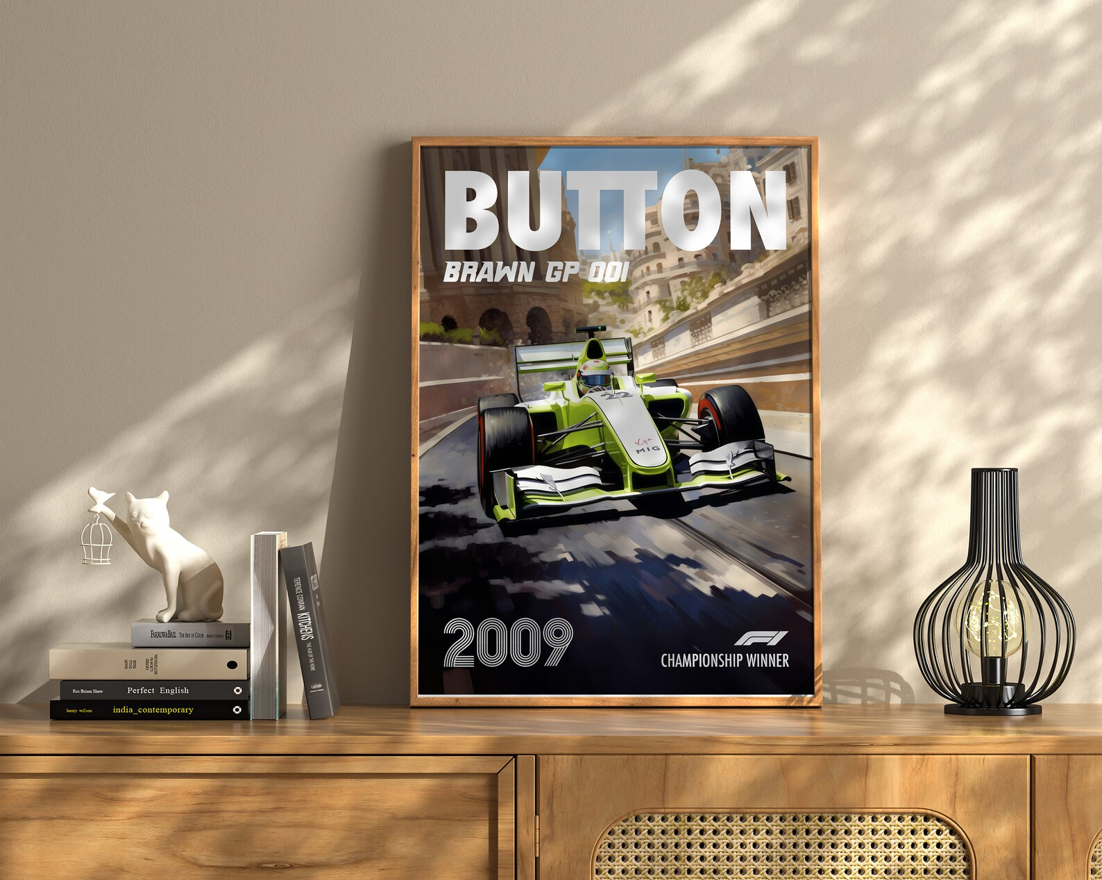 Jenson Button Poster Formula1 Race Car Wall Art Brawn GP Artwork