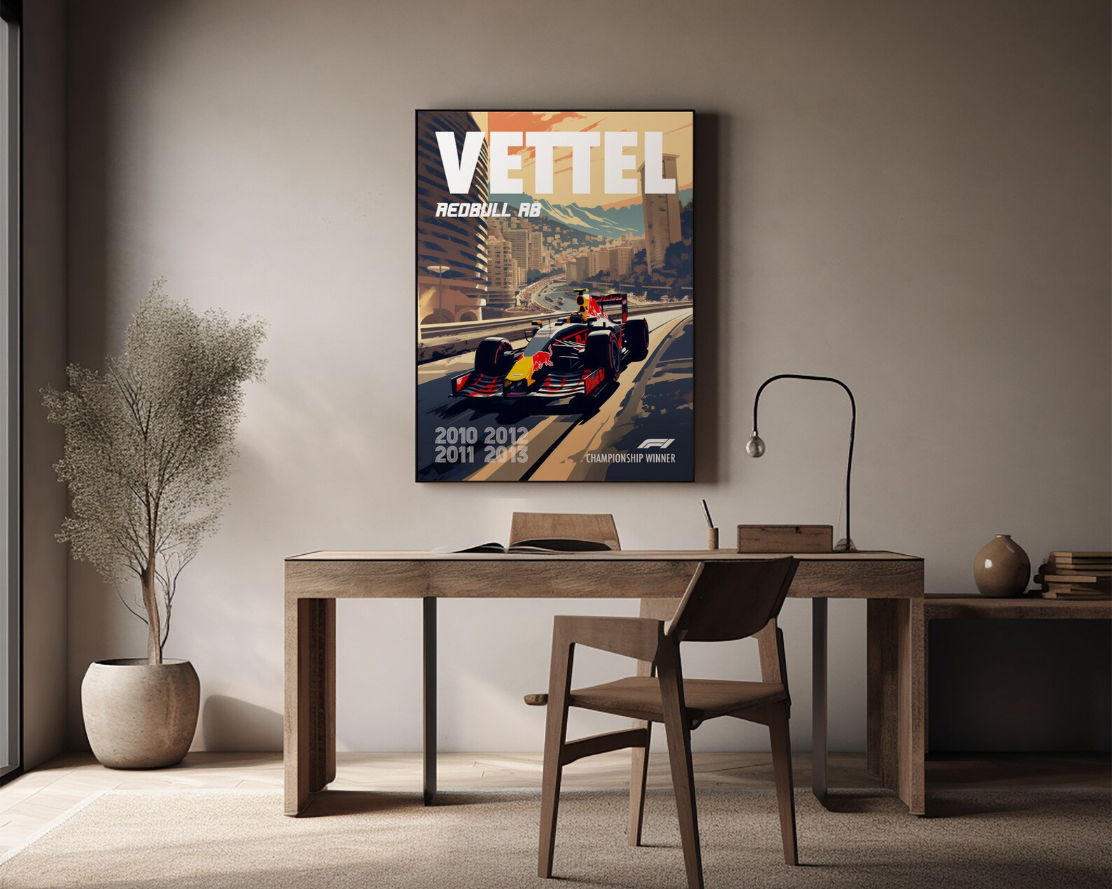 Sebastian Vettel Poster Formula1 Race Car Wall Art RedBull Racing Artwork