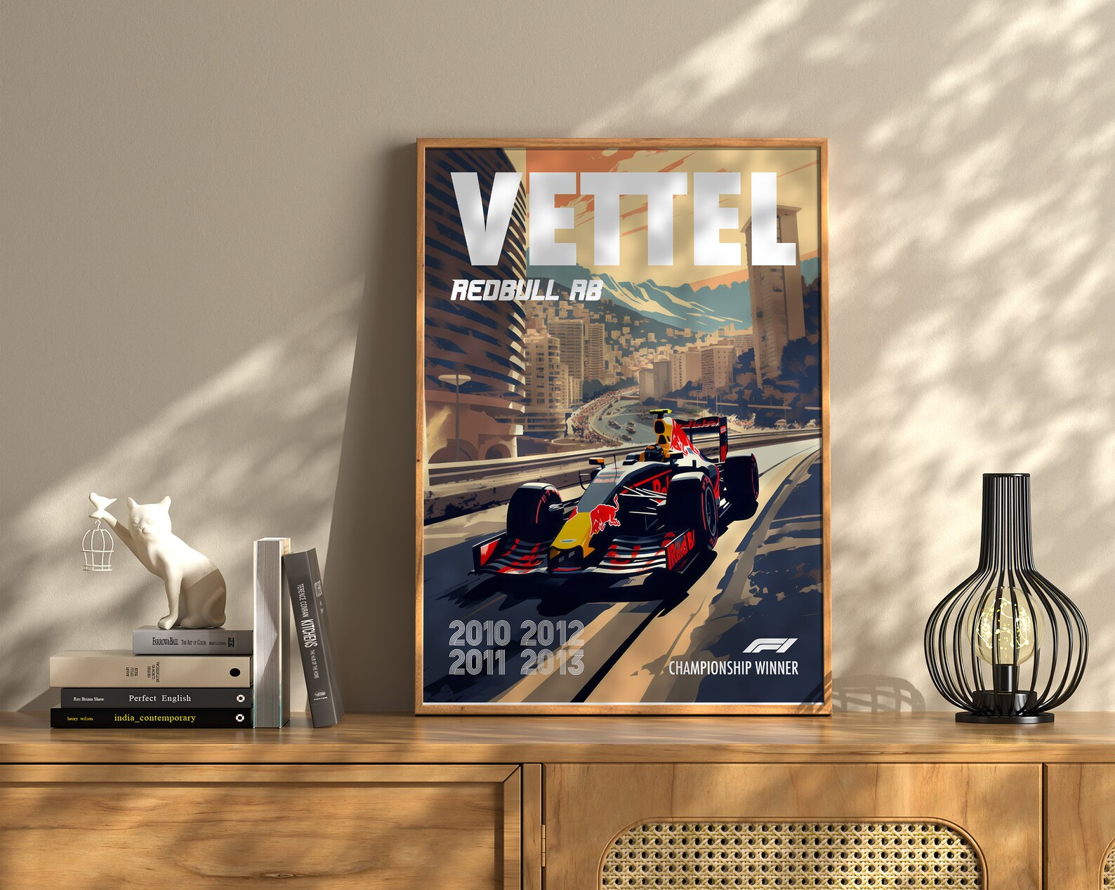 Sebastian Vettel Poster Formula1 Race Car Wall Art RedBull Racing Artwork