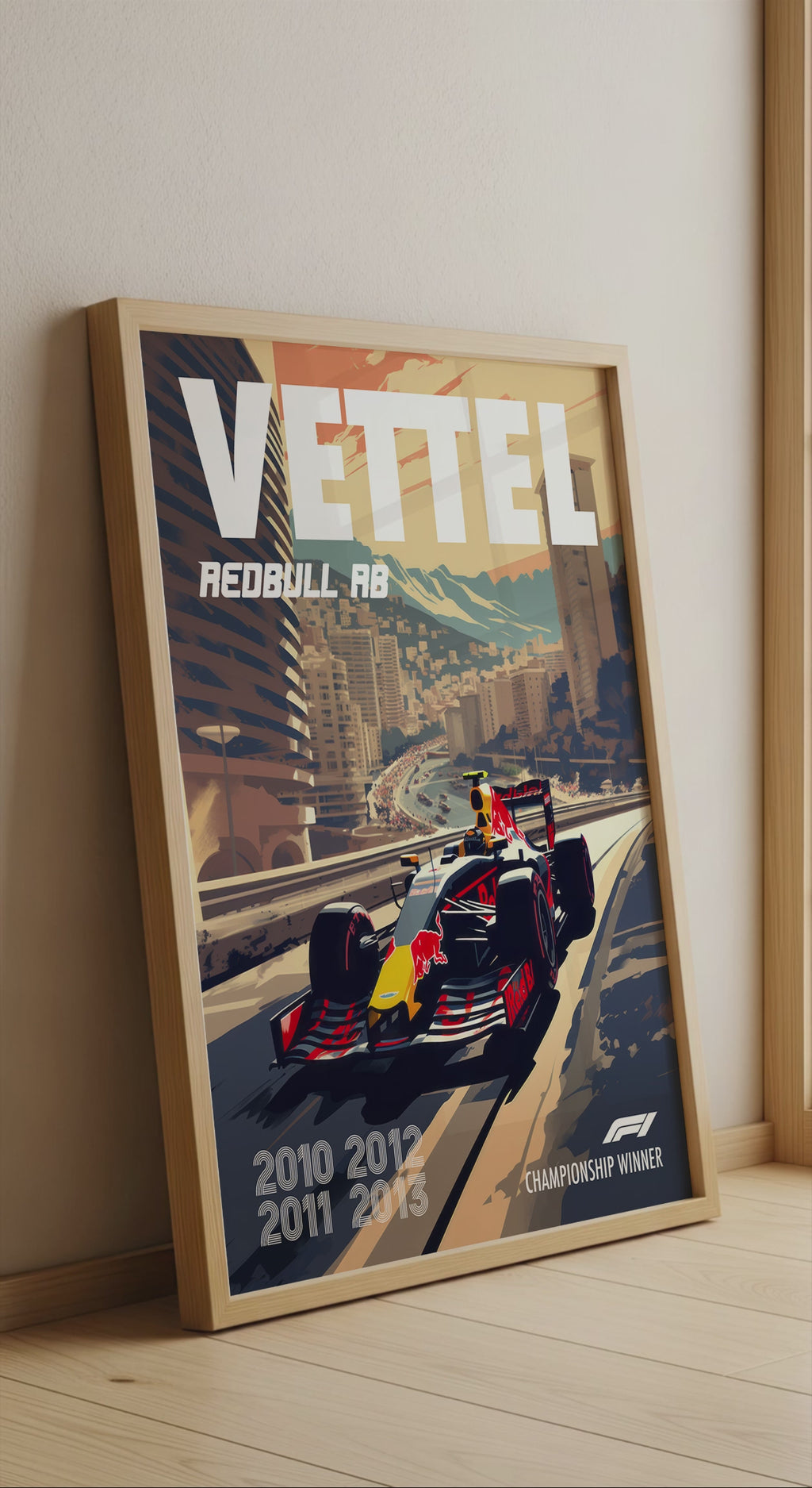 Sebastian Vettel Poster Formula1 Race Car Wall Art RedBull Racing Artwork